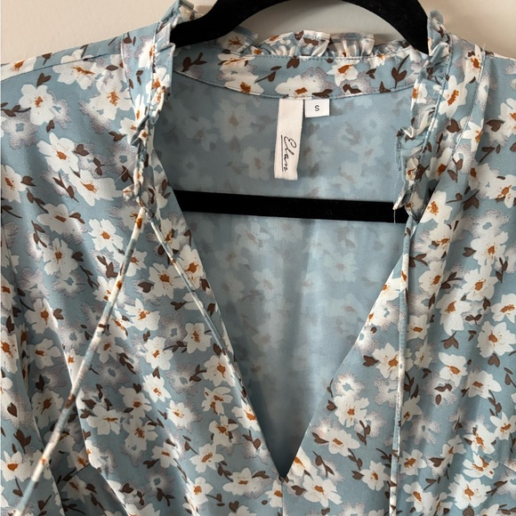 Elan Light Blue Floral Tiered Maxi Dress - Picture 3 of 3